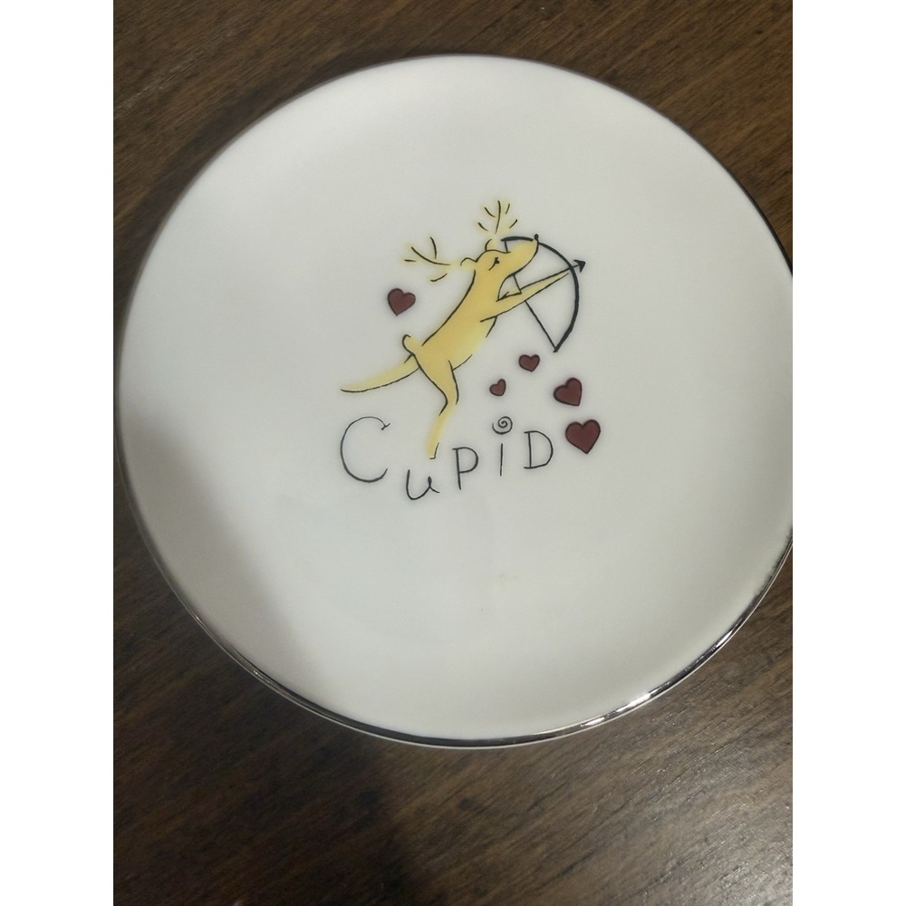 Pottery Barn- Cupid‎ REINDEER 4" Individual Mini Plate Coaster Porcelain Mint